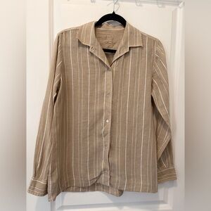 120% Lino Striped Linen Button-down Shirt - Size 42